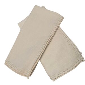 HANKERCHIEFS White Linen Vintage 2PC Set Linen 10.5x10.5 Square